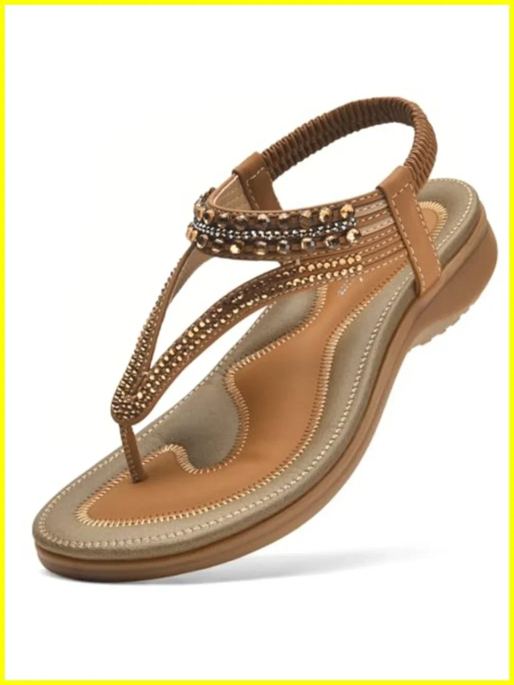 Women Rhinestone Sandals Arch Support Slingback Comfortable Summer Flats